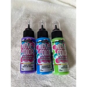 DecoArt Love Color 3D Jelly Drop Acrylic Paint 2oz 3pk Grape Blueberry Lime